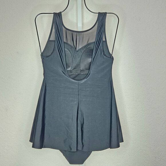 Shore Shapes Black Mesh Skirted One Piece Swimsuit Tummy Control Bathing Suit 8 - Picture 3 of 5
